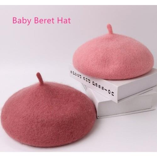 1 Pcs Fashion Cute Kawaii Wool Baby Hat For Girls Candy Color Elastic Infant Baby Beret Hat Kids Caps For Girls 1-4 Years