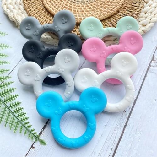 1pcs BPA Free Mickey silicone Teether Food Grade Cartoon Teether Nursing Gift DIY Baby Teething Teether Toy Accessories Ring