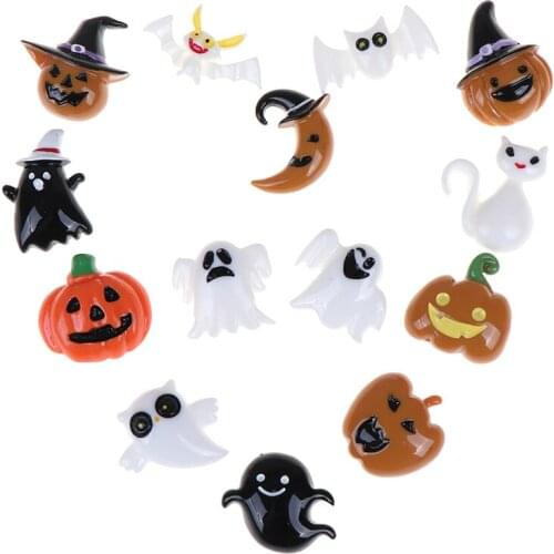 10pcs Mix Halloween Pumpkin Ghost Hat Charms Pendants For Bracelets Necklace Earring Key Chain DIY Decoration