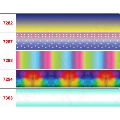 16mm-75mm Gradient Color Series Printed Grosgrain/Foe Ribbon Colorful Star DIY Festival Party Hair Bow 50yards/roll