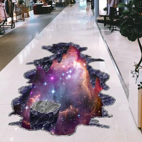 3D wall sticker broken wall star universe green wall decals floor stickers living room bedroom decoration stickers murals