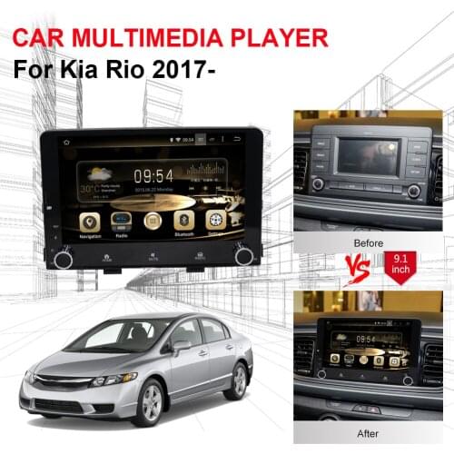 4GB RAM 9.1 Inch IPS Full Touch Screen Octa Core Car GPS Navigation For Kia Rio 2017- Multimedia Player Head Unit SWC WIFI 4G