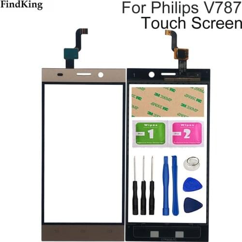5'' Mobile Phone Touch Screen For Philips Xenium V787 Touch Glass Front Glass Digitizer Panel Lens Sensor Tools 3M Glue
