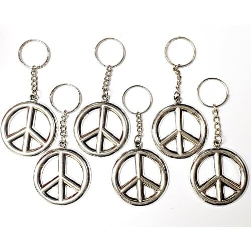 6pc Plastic Peace with key ring VINTAGE Charms chain Retro Fashion Birthday Party Favors Pinata Bag Fillers Gift Jokes