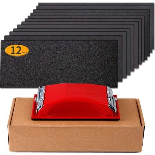 9х3.6 Inch Sandpaper Grit Assortment with Sanding Block Sander Wet Dry Abrasive Sanding Sheets for Car Wood Metal Polishing