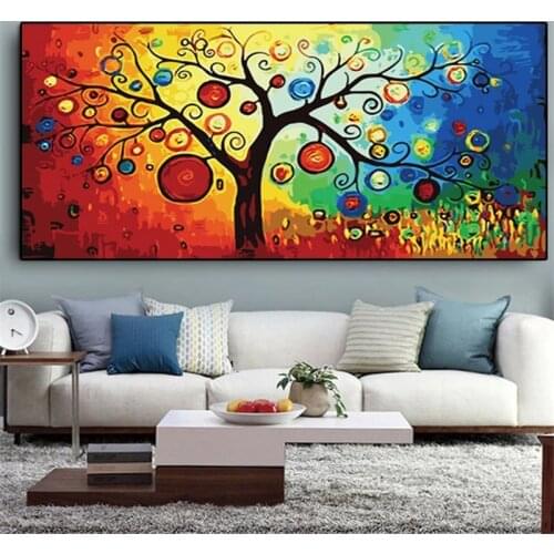 Tree of Life Money Tree Abstract Oil Painting on Canvas Scandinavian Posters Prints Wall Art Picture for Living Room Decor