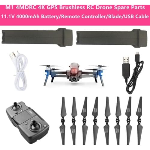 M1 4MDRC 4K GPS Brushless 2-Axis Gimbal RC Drone Spare Part 11.1V 4000mAh Battery/Remote Controller/Propeller/USB Charging Cable