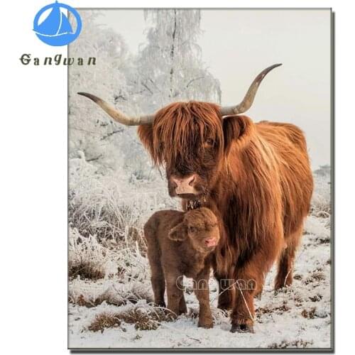 Diamond Painting Full Square/Round Drill Yak Cow 5D Daimond Painting Embroidery Cross Stitch Mosaic Highland Cattle Picture art