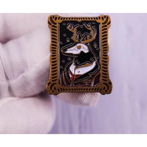 Rusty Lake Hotel Brooch Mr Deer Enamel Pin Magic Card Badge Fashion Jewelry Accessory