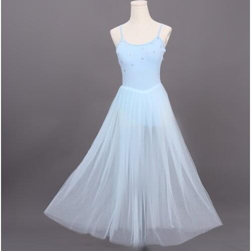 Children Lyrical Dress Ballerina Ballet Dresses For Girls Kids Long Ballet Tutu Contemporary Dress Practice Dance Chiffon Dress