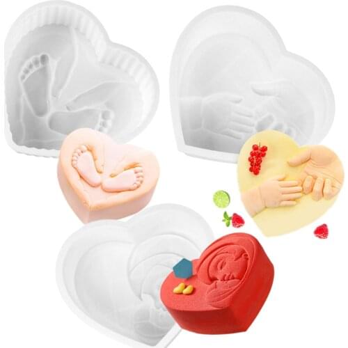 DIY Heart Foot Silicone Cake Mold for Chocolate Mousse Ice Cream Jello Pudding Dessert Baking Bakeware Pan Decorating Tools M034