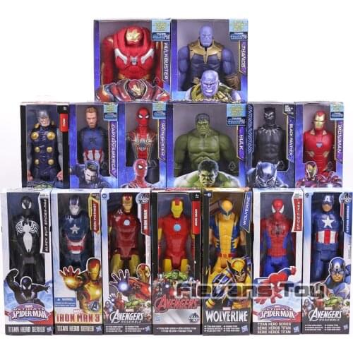 Super Heroes Avengers Thanos Black Panther Captain America Thor Iron Man Spiderman Hulkbuster Hulk Action Figure 12" 30cm