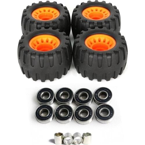 ELOS-All Terrain Off Road Skateboard Longboard Wheels Road Damping Wheel Dance Board Round (Set of 4 Contains Bearing Sleeve)