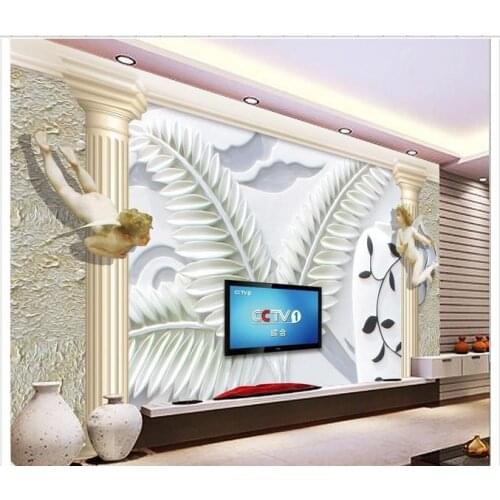Customized 3d photo wallpaper 3d TV wallpaper murals Flower stone angels Rome pillar wall paper living room wallpaper decration