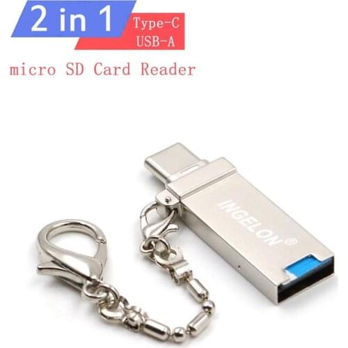 Ingelon 2 in 1 lecteur carte sd Type C OTG Adapter mobilephone computer dual microsd card reader for MacBook Pro laptop notebook