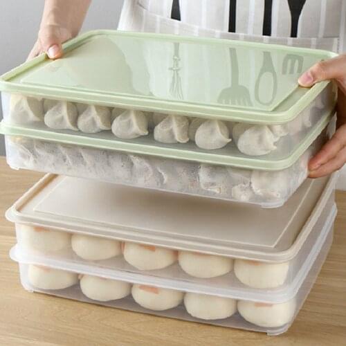Dumplings Container Restaurant Household Kitchen Plastic Crisper Tray Fridge Airtight Case Food Storage Box Refrigerator Clear