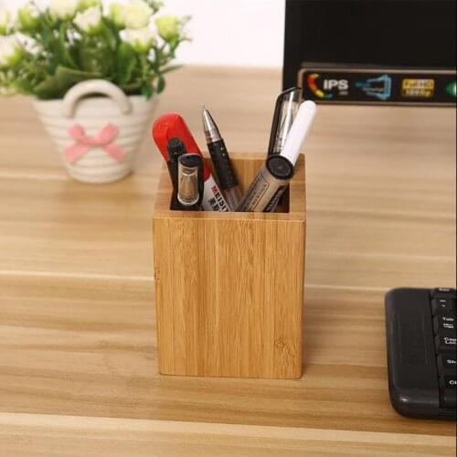 Creative Korean Bamboo Desktop Pen Holder Desktop Stationary Organizer