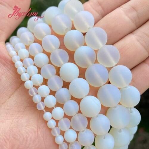 Round White Opalite Frost Matte Stone Beads Loose 6/8/10/12mm For DIY Necklace Bracelat Jewelry Making Strand 15" Free Shipping