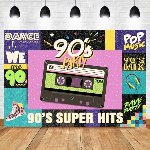 Mocsicka Back to 90s Backdrop Graffiti Retro Radio Fashion Shoes Photography Background Hip Hop Themed Party Banner Backdrops