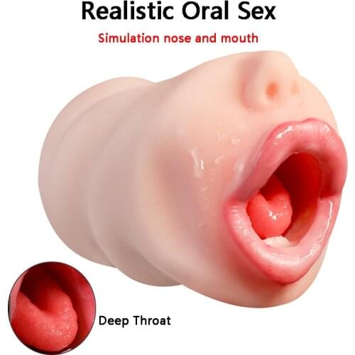New Design 4D Realistic Deep Throat Male Masturbator Silicone Artificai Mouth Oral Sex Erotic Toys For Men Private Product