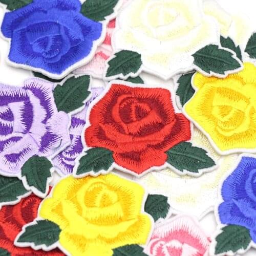 6Pcs Mixed Flower Patches Embroidery Patch For Clothes Sew/Iron On Patch Rose Flower Applique Badge DIY Decorative Bags Stripe