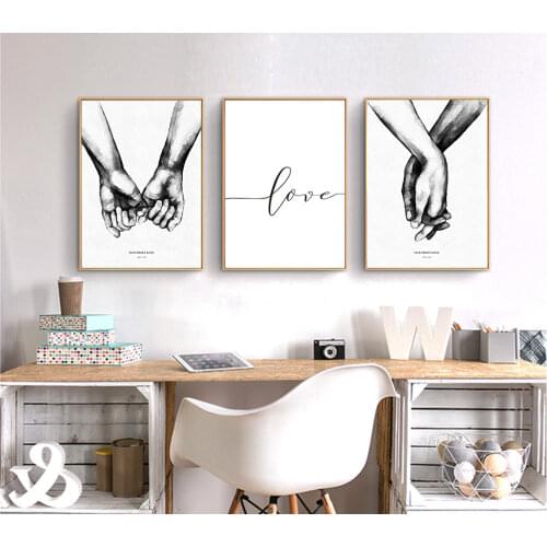 Nordic Back White Style Sweet Love Canvas Wall Art Poster Minimalist Print LOVE Quotes Painting Picture for Living Room Decor