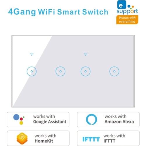 CBE Smart Wall Switch EU Standard 4/5/6 Gang WiFi Wall Switch Tuya EWelink Voice Control Work with Alexa Google Home