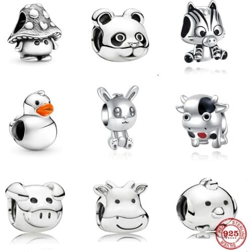 New 925 Silver Exquisite Panda Pendant Cow Charm Pig Horse Bead Suitable For Original Pandora Bracelet DIY Ladies Jewelry Gift