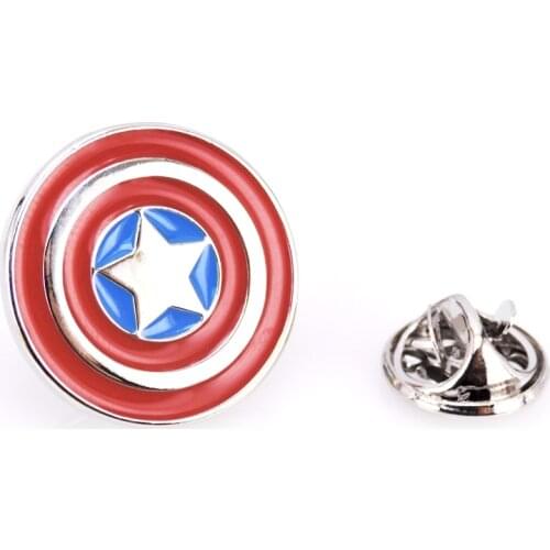 Novelty Mens Brooch Captain America pin Hand paint enamel brooches high quality mens accessories wholesale XZ027