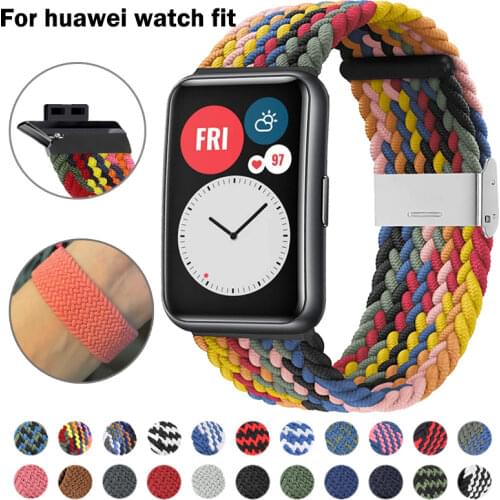 New Strap for Huawei Watch Fit Band Nylon Braided Woven WatchBand Adjustable Replacement Wristband for Huawei Watch Fit Bands