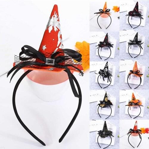 1PCS Hair Hoop Halloween Festival Party Skull Headband Spider Web Witch Hat Ghost Atmosphere Performance Props Hair Accessories