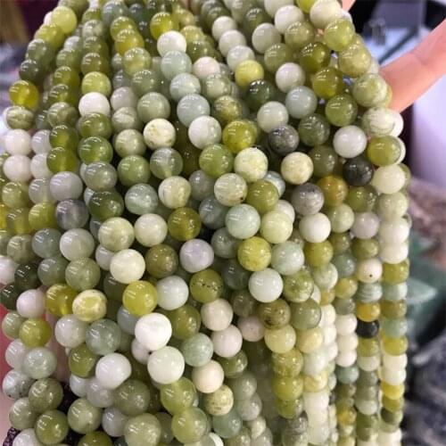 Wholesale Round Natural Russian Flower Jades Stone Beads DIY Loose Beads Jewelry Making Accessories Bracelet Necklace Bead