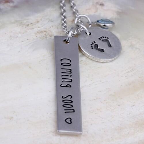 N233 Memory Necklace personalized birthday stone choose necklace Alloy footmark Pendant Gifts Jewelry