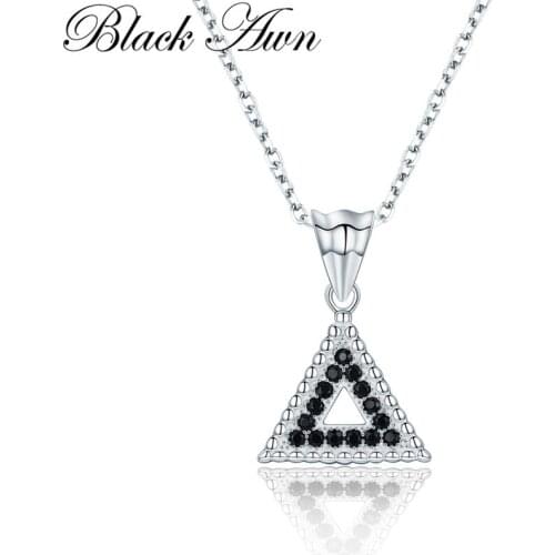 Black Awn New Arrive Classic 925 Sterling Silver Fine Jewelry Trendy Triangle Engagement necklaces & pendants for Women P194