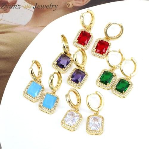 5 Pairs, Luxury CZ Crystal Hoop Earrings For Women Gold Set of Earrings Charm Square Earrings Brincos Jewelry Pendientes