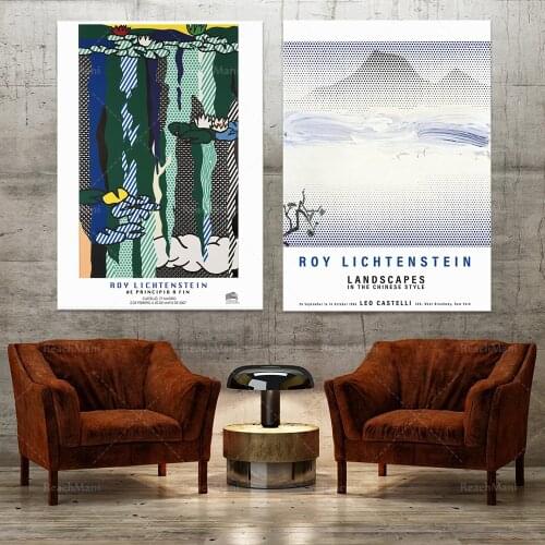 Roy Lichtenstein Chinese landscape prints, water lilies and clouds print landscape art, Chinese style posters, abstract landscap