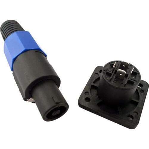 Speaker Connector Locking Plug and Socket 4 Pin Male Compatible Audio Adapter blue