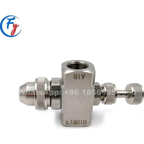 Ss304 jn adjustable fine mist water spray nozzle, air atomizing nozzle, compressed air and water atomizing nozzle