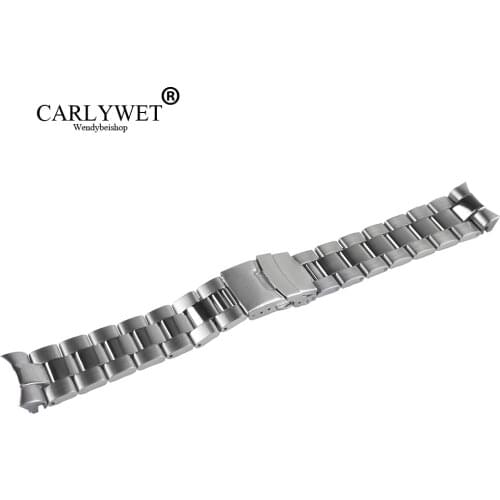 CARLYWET 22mm Sliver Stainless Steel Wrist Watch band Replacement Metal Watchband Bracelet Double Push Clasp For Seiko