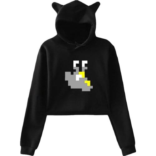 Slogoman Merch Hoodies Sweatshirts for Girls Cat Ear Crop Top Hoodie Youth Streetwear Clothes women hoodies sweatshirts bluza