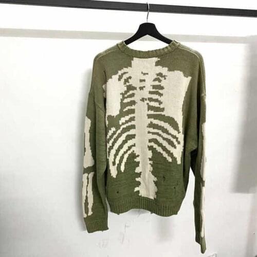 Women Men Crew Neck Sweaters Casual Long Sleeve Skeleton Print Loose Knit Pullovers Womens Sweatshirts Mens Hoodies Streetwear