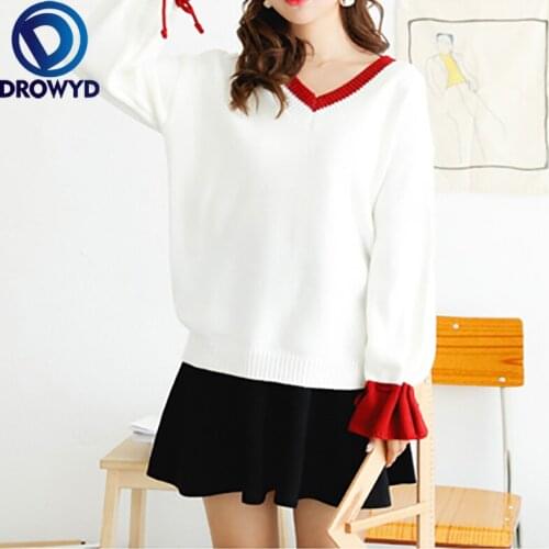 Fashion Pullovers Sweater Women 2020 Fall Soft Cotton Loose Knitted Hot Tide V-neck Thick Winter Korean Casual Simple Chic Tops
