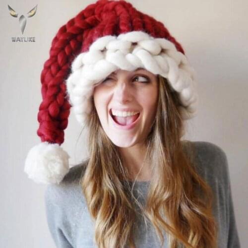 WAYLIKE New Year Thick Plush Christmas Hat Xmas Holiday Hat Comfort Christmas Hats Extra Thicken Classic Fur for Christmas Party