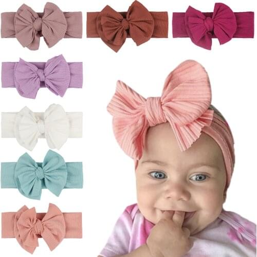 Baby Hair Band Childrens Seamless Super Soft Cotton Chiffon Headband Cute Princess Hair Accessories Baby Turban Bow Kids Gifts