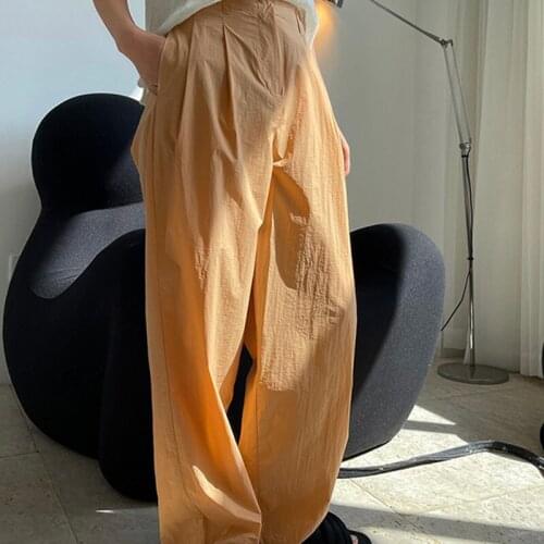 2021 New Summer Elegant Female Wide Leg Trousers Fashion Loose Solid Color Women Pants Casual High Quality Ladies Bottoms T168
