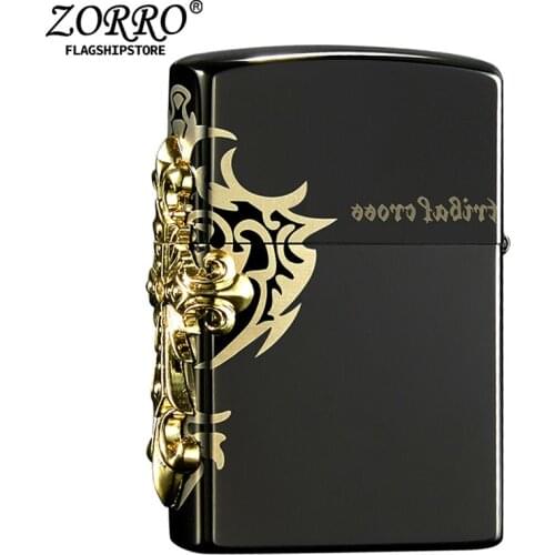 Zorro New Side Cross Grinding Wheel Kerosene Lighter Retro Classic Windproof Copper Creative Personality Fuel Lighter