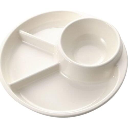 1pc Simple Divided Breakfast Plate Practical Dining Plate Diet Dish (White)