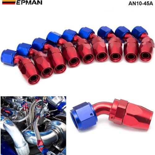 10pcs /set 45 Degree High Performance AN10 Hose End Fitting Aluminum Oil cooler hose fitting AN10-45A