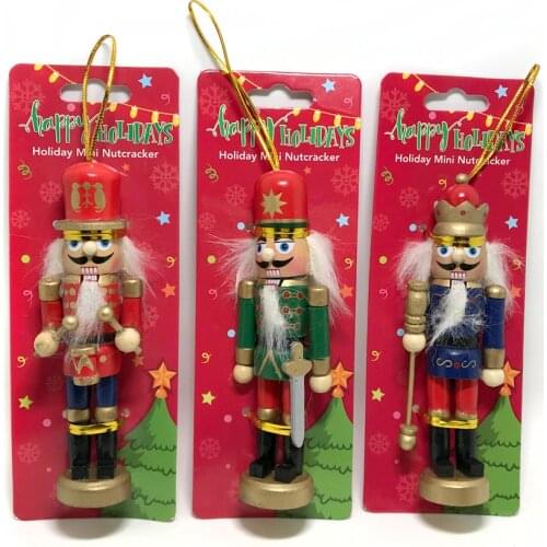 12cm Free shipping new Action & Toy dolls painted wooden soldier nutcracker walnut soldiers children Gifts 3 pcs/lot HT136