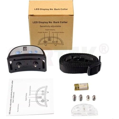 2019 New Arrival LED Display sensitivity adjustable no bark Dog Training Collar For Anti Bark nf